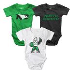 Wes and Willy Infant North Dakota Fighting Hawks Hopper Onesie 3 Pack - Thumbnail 1 of 2