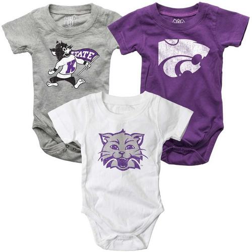 Wes and Willy Baby Kansas State Wildcats Hooper Onesie 3 Pack - Primary Image