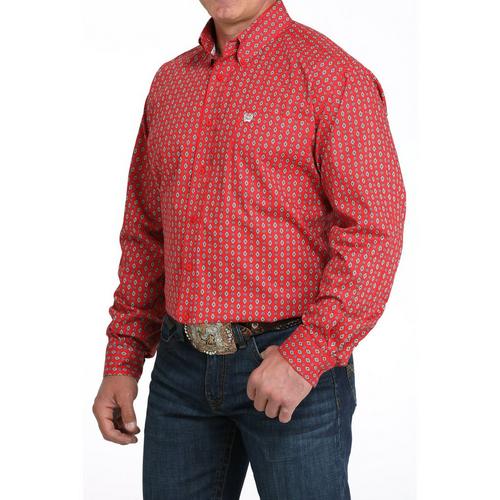 Men's Cinch Classic Fit Diamond Western Long Sleeve Button Up Shirt - Primary Image