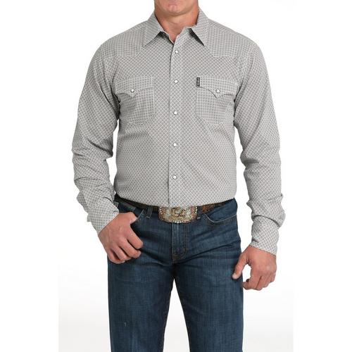 Men's Cinch Modern Fit Grey Print Western Long Sleeve Button Up Shirt - Primary Image