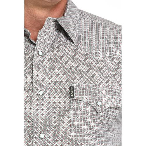 Men's Cinch Modern Fit Grey Print Western Long Sleeve Button Up Shirt - Primary Image