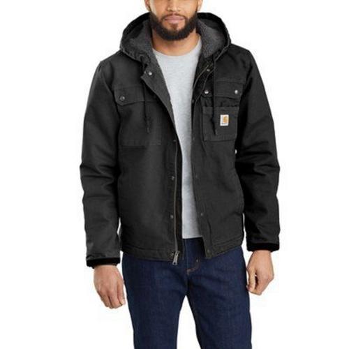 Men's Carhartt Relaxed Fit Washed Duck Sherpa-Lined Utility Hooded Canvas Jacket - Primary Image