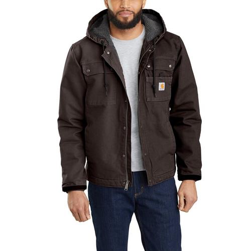 Men's Carhartt Relaxed Fit Washed Duck Sherpa-Lined Utility Hooded Canvas Jacket - Primary Image