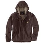 Men's Carhartt Relaxed Fit Washed Duck Sherpa-Lined Utility Hooded Canvas Jacket - Thumbnail 2 of 4