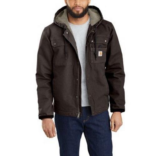 Men's Carhartt Relaxed Fit Washed Duck Sherpa-Lined Utility Hooded Canvas Jacket - Primary Image