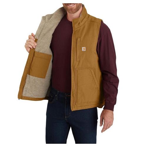 Men's Carhartt Loose Fit Washed Duck Sherpa-Lined Mock Vest