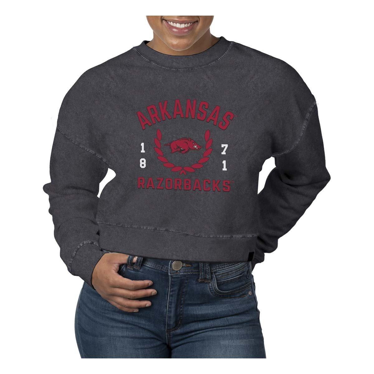USCAPE Women's Arkansas Razorbacks Academy Pigment Dyed Crop Crew