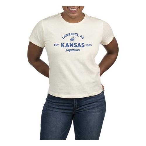 USCAPE Women's Kansas Jayhawks Banner High Waisted T-Shirt - Primary Image