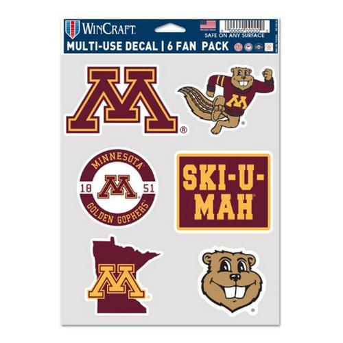 Wincraft Minnesota Golden Gophers Multi-Use 6 Pack Decal - Primary Image