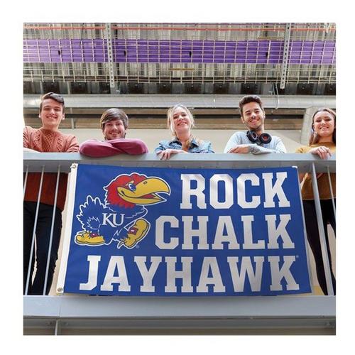 Wincraft Kansas Jayhawks "Rock Chalk" 3'x5' Deluxe Flag - Primary Image