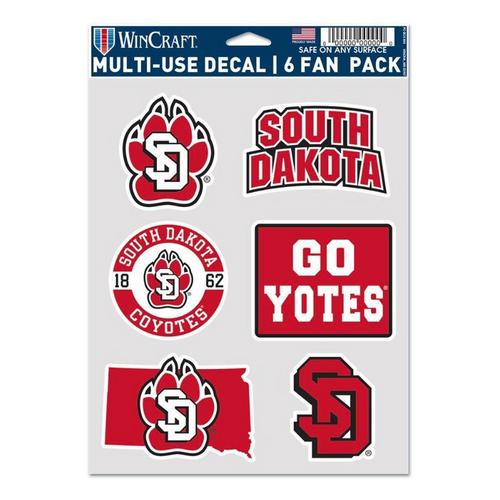 Wincraft South Dakota Coyotes Multi-Use 6-Pack Decal - Primary Image