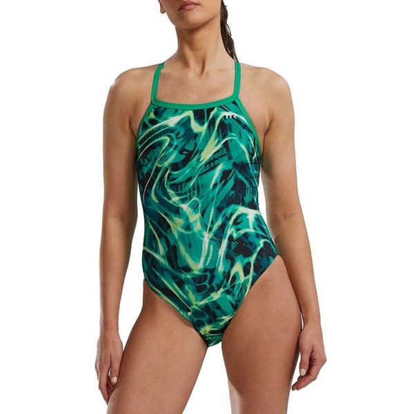 Women's TYR DismondFit Electro One Piece Swimsuit Competitive 32 Green