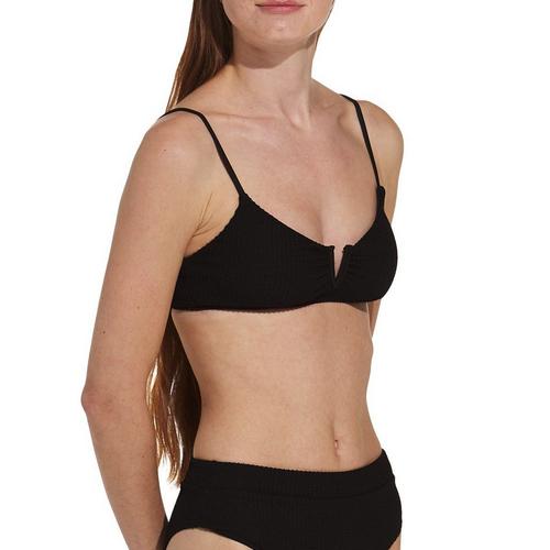 Women's damsel V Wire Spiral Rib Swim Bikini Top - Primary Image