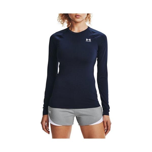 Women's Under Armour HeatGear Armour Long Sleeve Compression Shirt Medium Midnight Navy / White