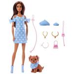Barbie Twinning Looks Fashion Doll With Pet Dog, Matching Blue Clothes & Accessories, Brunette - Thumbnail 4 of 5