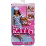 Barbie Twinning Looks Fashion Doll With Pet Dog, Matching Blue Clothes & Accessories, Brunette - Thumbnail 5 of 5
