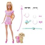 Barbie Twinning Looks Fashion Doll With Pet Dog, Matching Pink Clothes & Accessories, Blonde - Thumbnail 5 of 5
