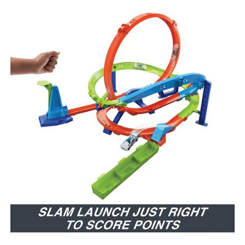 Hot Wheels Action Loop Cyclone Challenge Track Set With 164 Scale Toy Car, Easy Storage - Primary Image