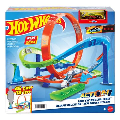 Hot Wheels Action Loop Cyclone Challenge Track Set With 164 Scale Toy Car, Easy Storage - Primary Image