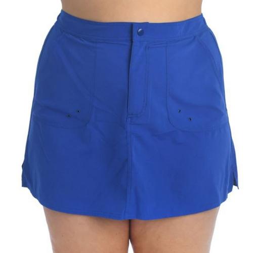Women's Maxine Plus Size Solid Woven Board Swim Skort - Primary Image