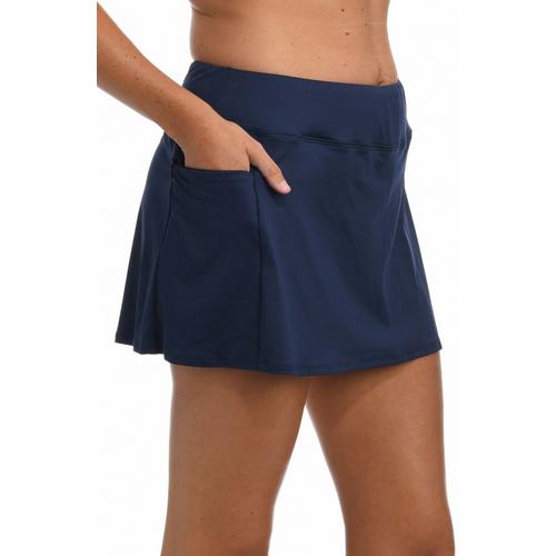 Women's 24th & Ocean Plus Size Solid Swim Skort - Primary Image