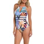 Women's 24th & Ocean High Neck Keyhole One Piece Swimsuit - Thumbnail 1 of 2