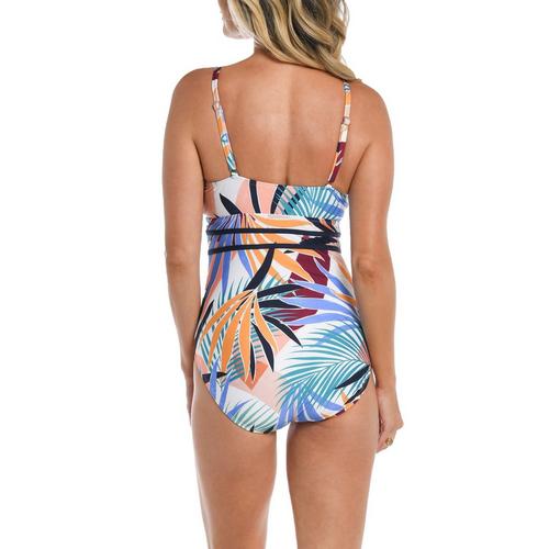 Women's 24th & Ocean High Neck Keyhole One Piece Swimsuit - Primary Image
