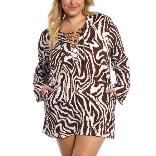 Women's La Blanca Plus Size Lace Up Dress Swim Cover Up - Primary Image
