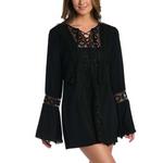 Women's La Blanca Beachcomber Basics Lace Up V-Neck Dress Swim Cover Up - Thumbnail 1 of 2
