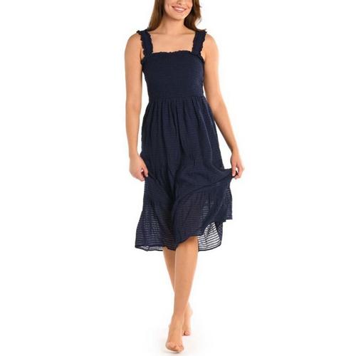 Women's La Blanca Shadow Stripe Tiered Midi Dress Swim Cover Up - Primary Image