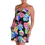 Women's 24th & Ocean Tropiflage High Neck Shift Dress Swim Cover Up - Thumbnail 1 of 2