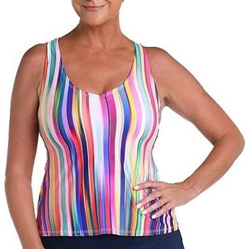 Women's 24th & Ocean Tropics Stripe Crossback Swim Tankini - Primary Image