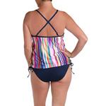 Women's 24th & Ocean Tropics Stripe V-Neck Blouson Swim Tankini - Thumbnail 3 of 3
