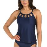 Women's 24th & Ocean Sketched Flora Cutout High Neck Swim Tankini - Thumbnail 1 of 2