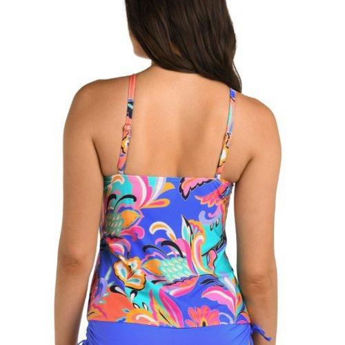 Women's 24th & Ocean Sketched Flora Cutout High Neck Swim Tankini - Primary Image