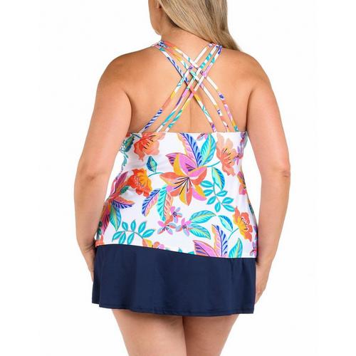 Women's 24th & Ocean Plus Size Crossback Swim Tankini - Primary Image