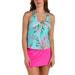 Women's 24th & Ocean Ibiza Palms Over The Shoulder Swim Tankini - Thumbnail 1 of 3