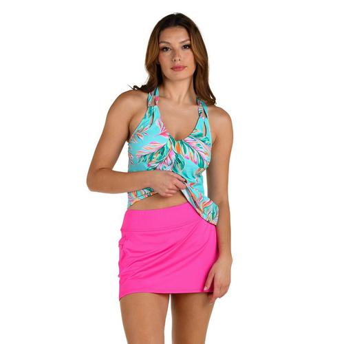 Women's 24th & Ocean Ibiza Palms Over The Shoulder Swim Tankini - Primary Image