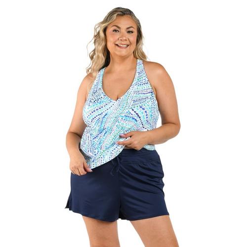 Women's 24th & Ocean Mosaica Underwire Crossback Swim Tankini - Primary Image