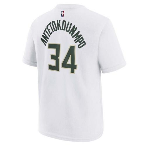 Nike Kids' Milwaukee Bucks Giannis Antetokounmpo #34 Icon Name & Number T-Shirt - Primary Image
