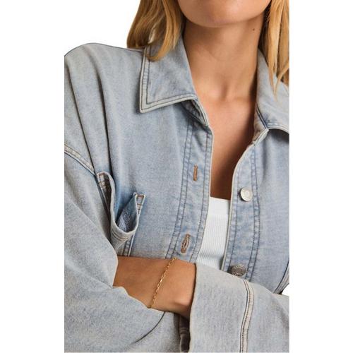 Women's Z Supply All Day Knit Denim Long Sleeve Oversized Shacket - Primary Image