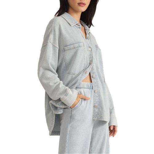 Women's Z Supply All Day Knit Denim Long Sleeve Oversized Shacket - Primary Image