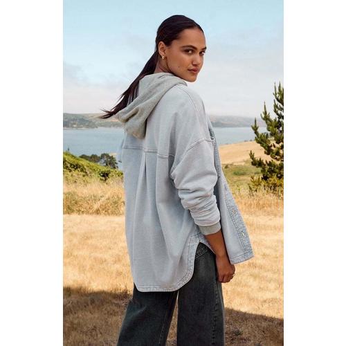 Women's Z Supply All Day Knit Denim Long Sleeve Oversized Shacket - Primary Image