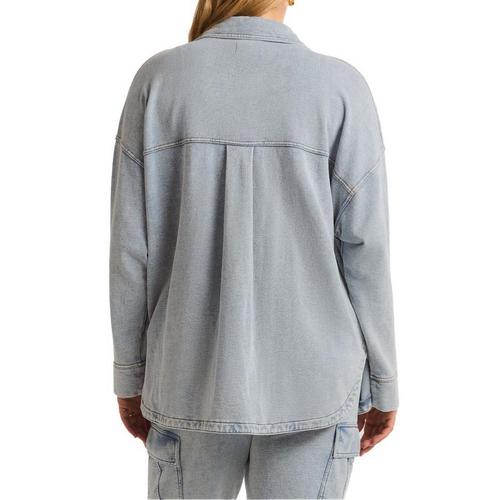Women's Z Supply All Day Knit Denim Long Sleeve Oversized Shacket - Primary Image