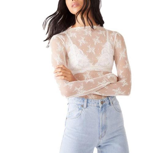 Women's Free People Lady Lux Long Sleeve Mock Neck Shirt