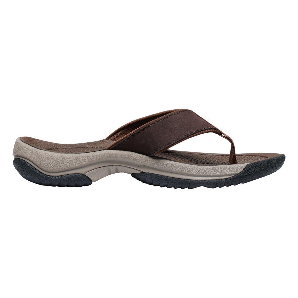 KEEN Men's Kona Flip Leather Waterproof Flip Flop, Size 7, Java/Dark Earth