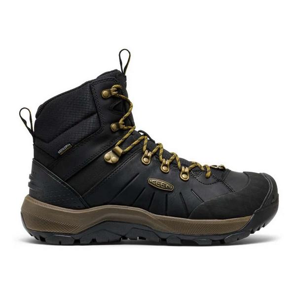 Men's KEEN Revel IV Mid Polar Waterproof Hiking Boots Outdoor 12 Black/Lemon Curry