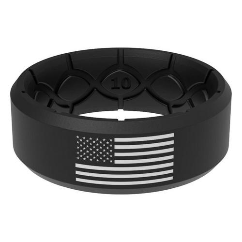 Men's Groove Life America Black & White Flag Silicone Ring - Primary Image
