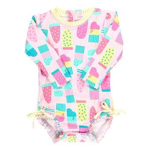 Baby Girls' RuffleButts Long Sleeve Rash Guard One Piece Swimsuit