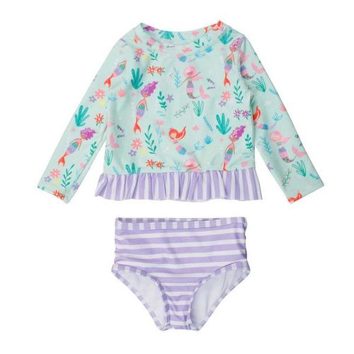 Baby Girls' RuffleButts Long Sleeve Rash Guard Swim Set - Primary Image